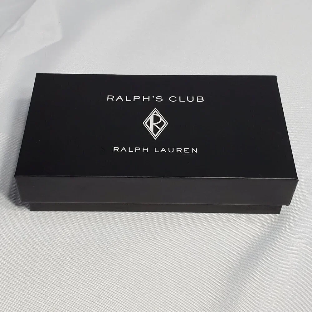 Ralph Laurens Black Diamond Club Leather Keychain Key Fob Ring In Gift Box 6.5